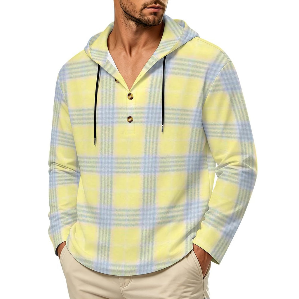 200gsm Men's Button Hooded Sweatshirt(All-Over Printing)