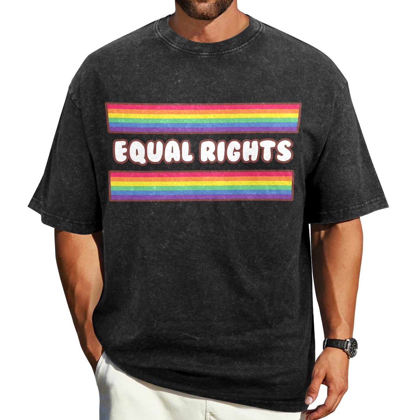 Mens Washed Pride Tee Gay Pride T Shirt Custom Designed by shOUT
