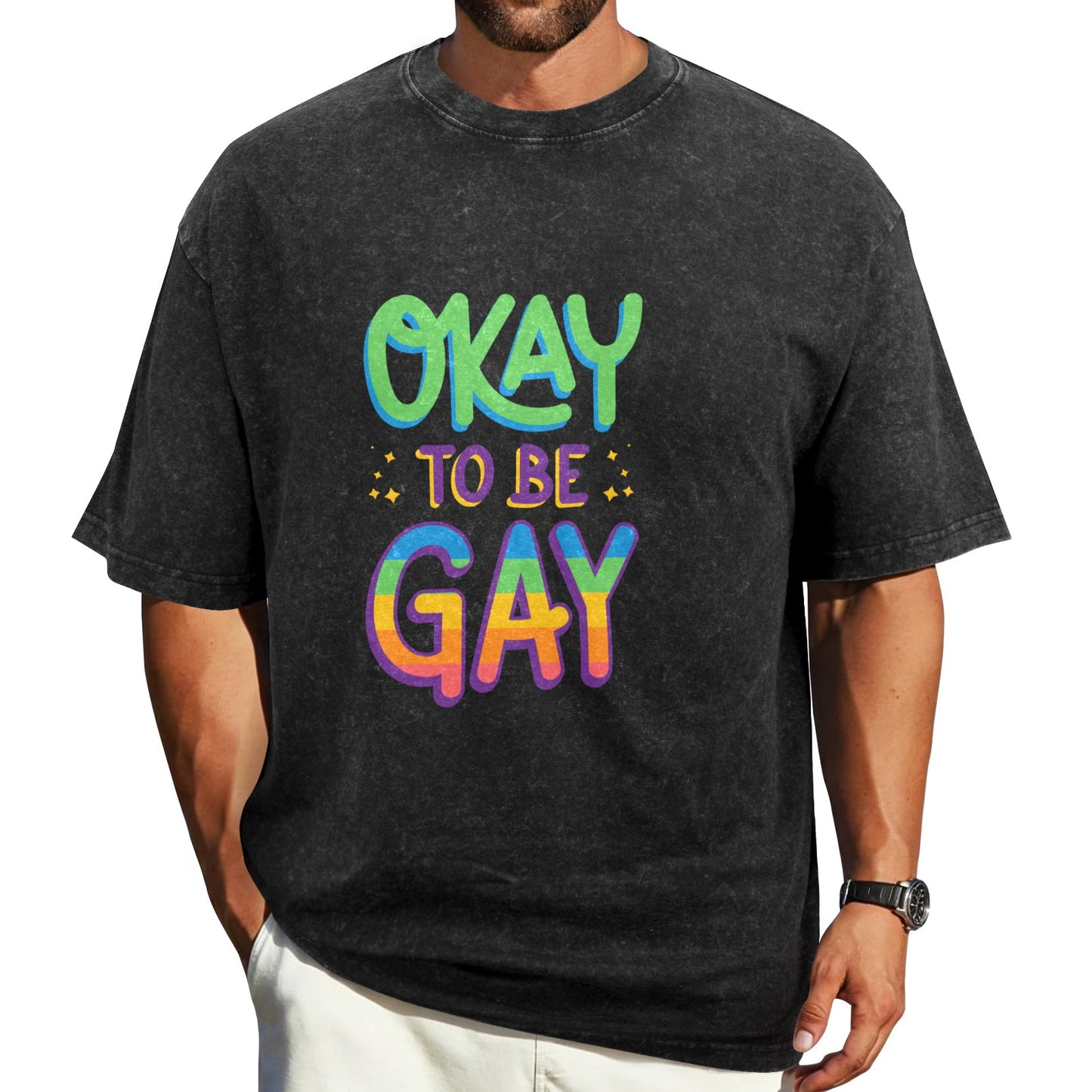 Mens Washed Pride Tee Gay Pride T Shirt Custom Designed by shOUT