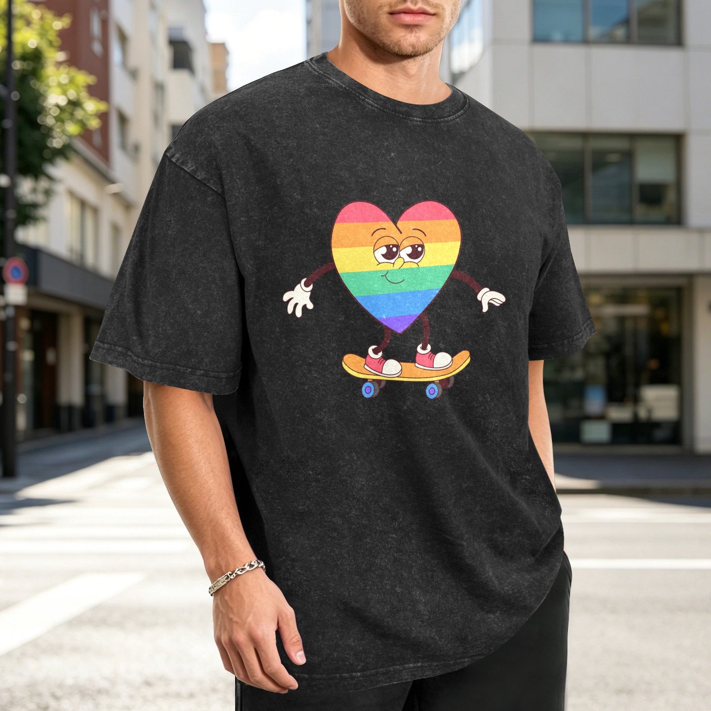 Mens Washed Pride Tee Gay Pride T Shirt Custom Designed by shOUT