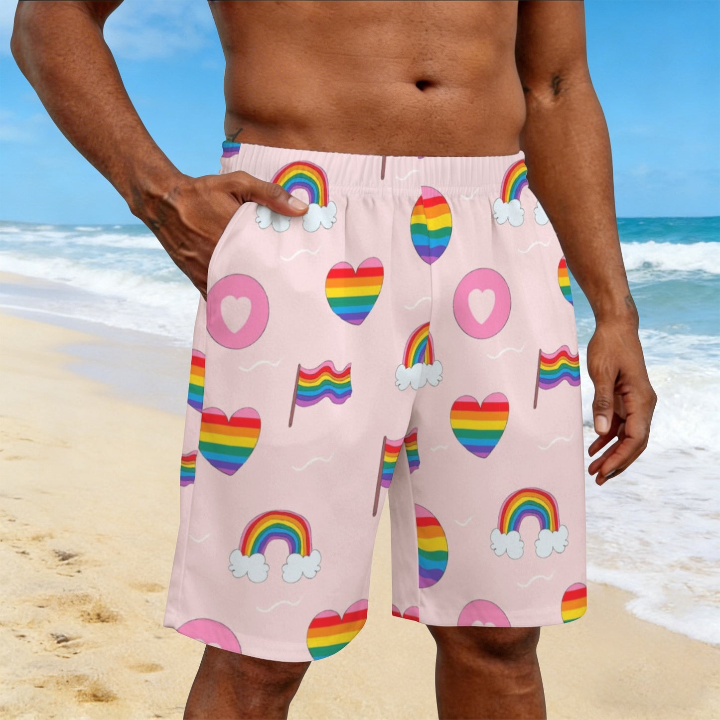 Mens Gay Pride Shorts Custom No Wrinkle Stain Resistant by shOUT