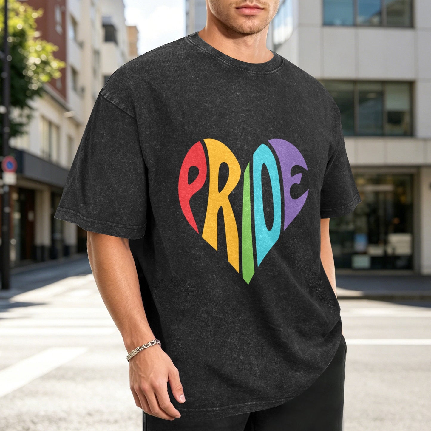 Mens Washed Pride Tee Gay Pride T Shirt Custom Designed by shOUT