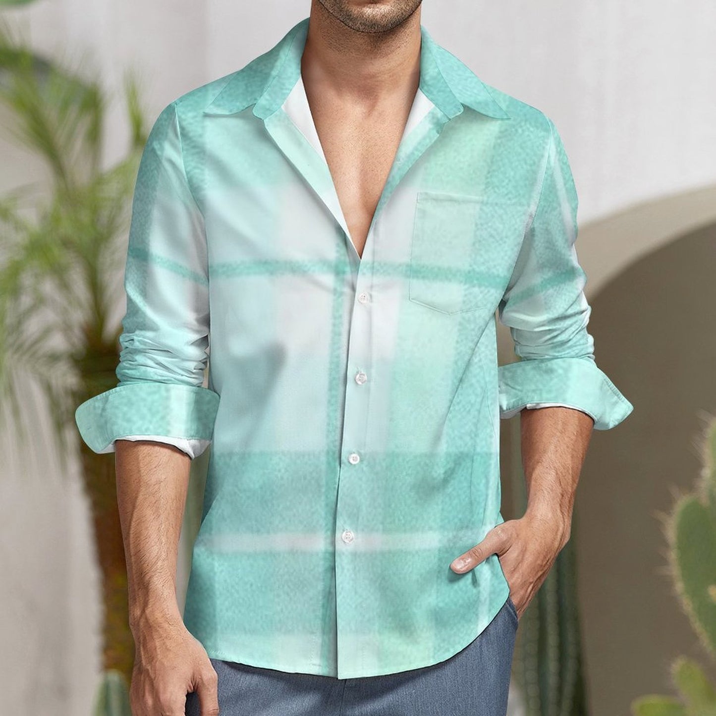 Custom Designed Eco Weave Long Sleeve Casual Shirt LS