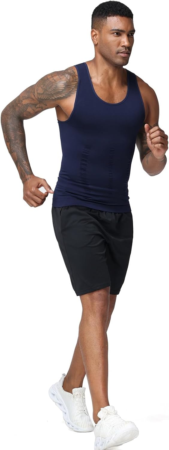 Men's Compression Shirt Slimming Body Shaper Vest Tank Tops Workout Abs Abdomen Undershirts