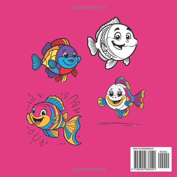 Happy Fins A Bold and Easy Mindfulness Fish Coloring Adventure: Cute Smiling Fish All Ages Relaxing Coloring Book