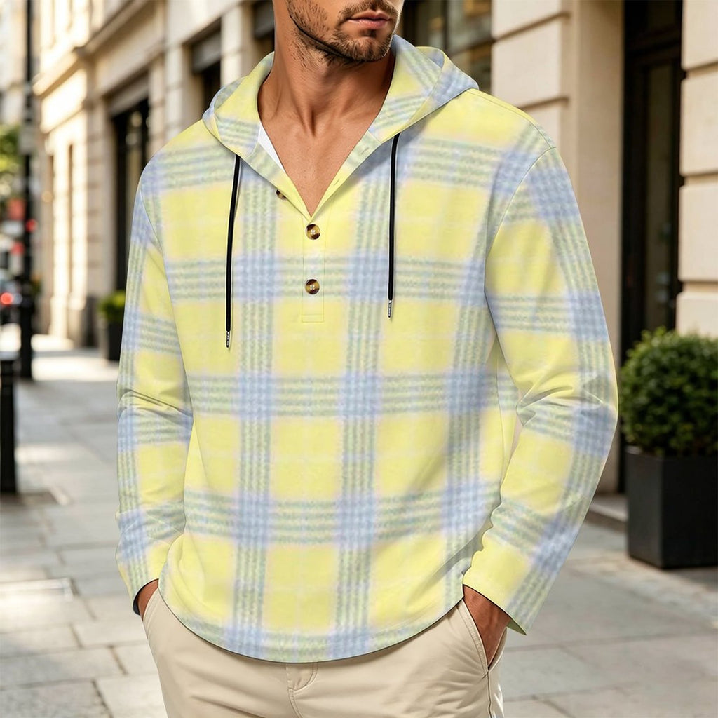 200gsm Men's Button Hooded Sweatshirt(All-Over Printing)