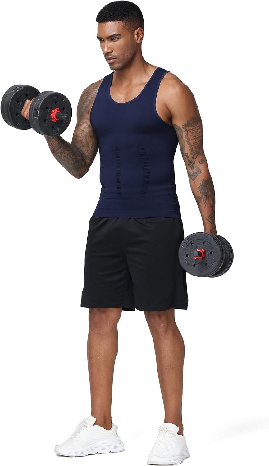 Men's Compression Shirt Slimming Body Shaper Vest Tank Tops Workout Abs Abdomen Undershirts