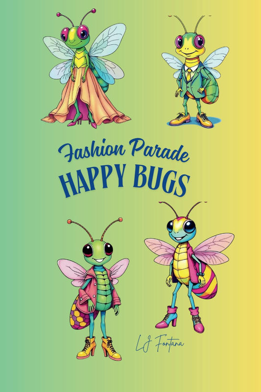 Happy Bugs Fashion Parade Coloring Book: Relaxing mindful coloring journey 50 Orig8nal Bold and Easy Illustrations (Pocket Art Escapes - Mini Coloring Books)