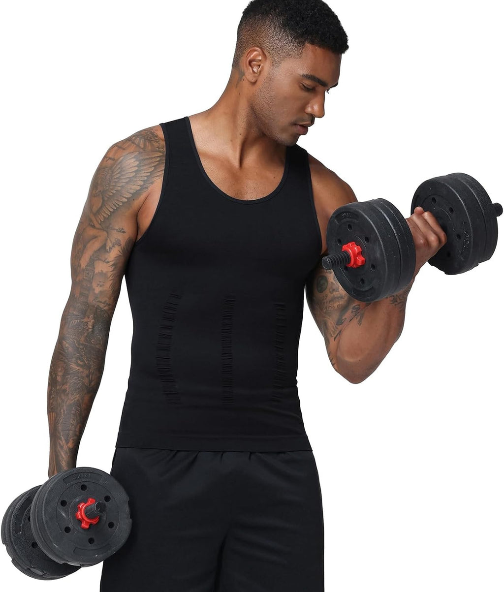 Men's Compression Shirt Slimming Body Shaper Vest Tank Tops Workout Abs Abdomen Undershirts