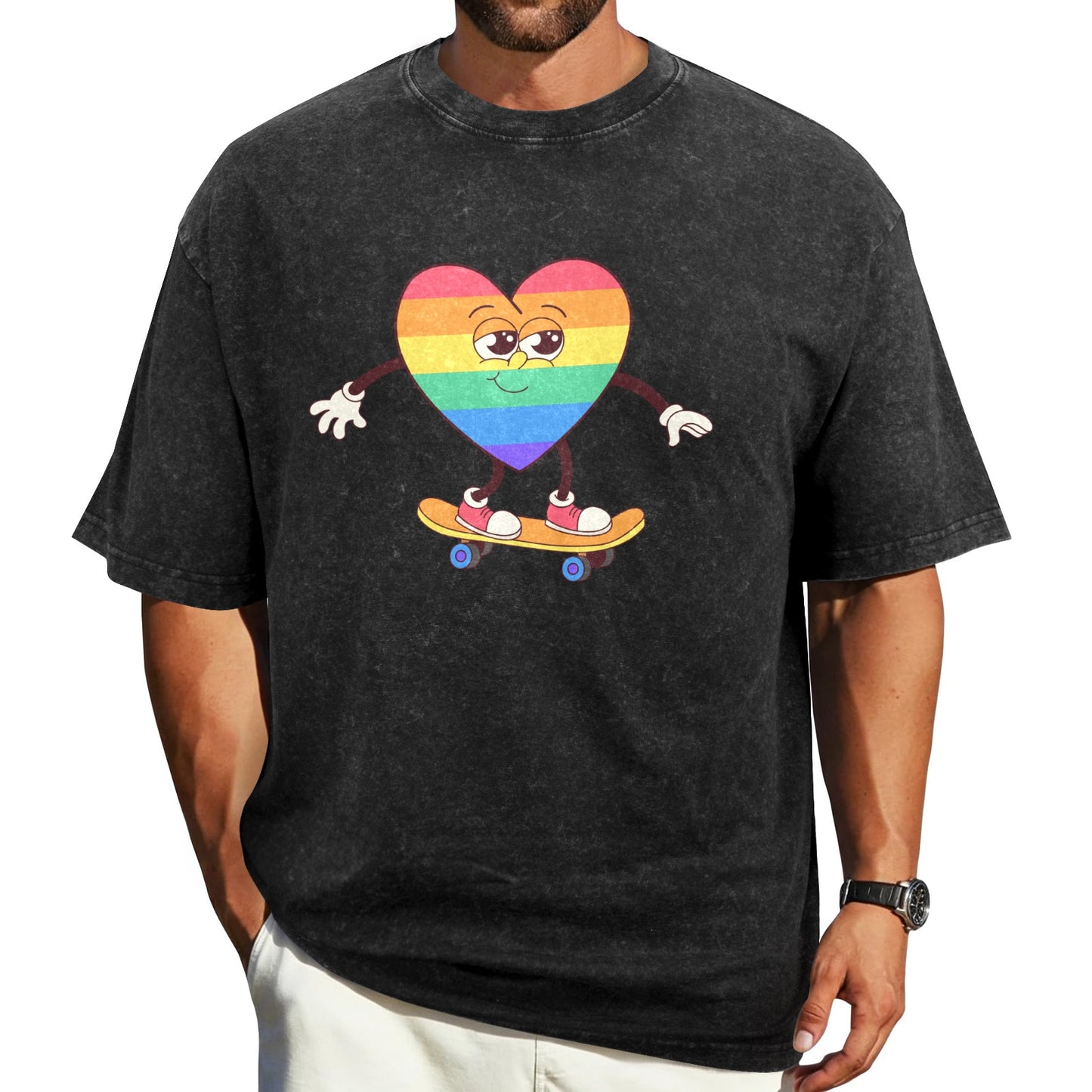 Mens Washed Pride Tee Gay Pride T Shirt Custom Designed by shOUT