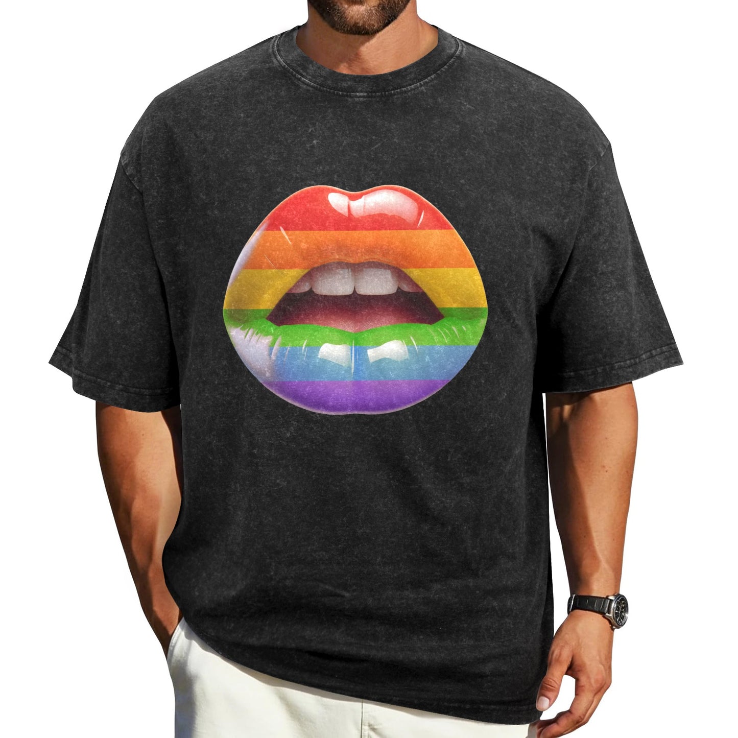 Mens Washed Pride Tee Gay Pride T Shirt Custom Designed by shOUT