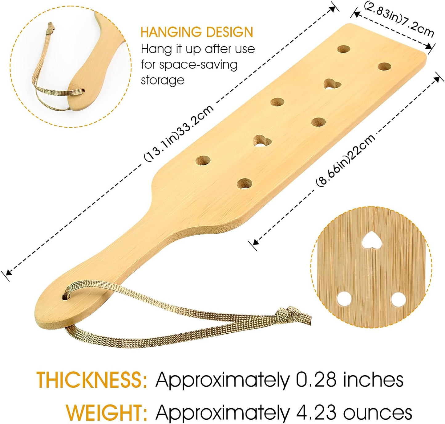 13.1 Inch Bamboo Paddle with Airflow Holes - Unfinished Wooden Paddle for Greek Fraternity & Sorority Traditions, DIY Craft Painting Projects, Personalized Home Decor Gift