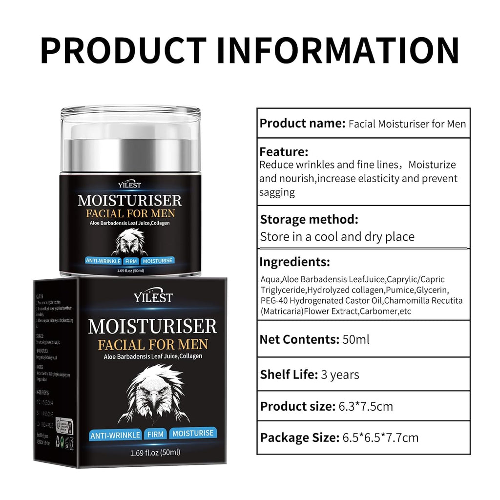 YILEST Men's Anti-Wrinkle Firming Face Moisturizer,Men skin care 1.69 Fl Oz