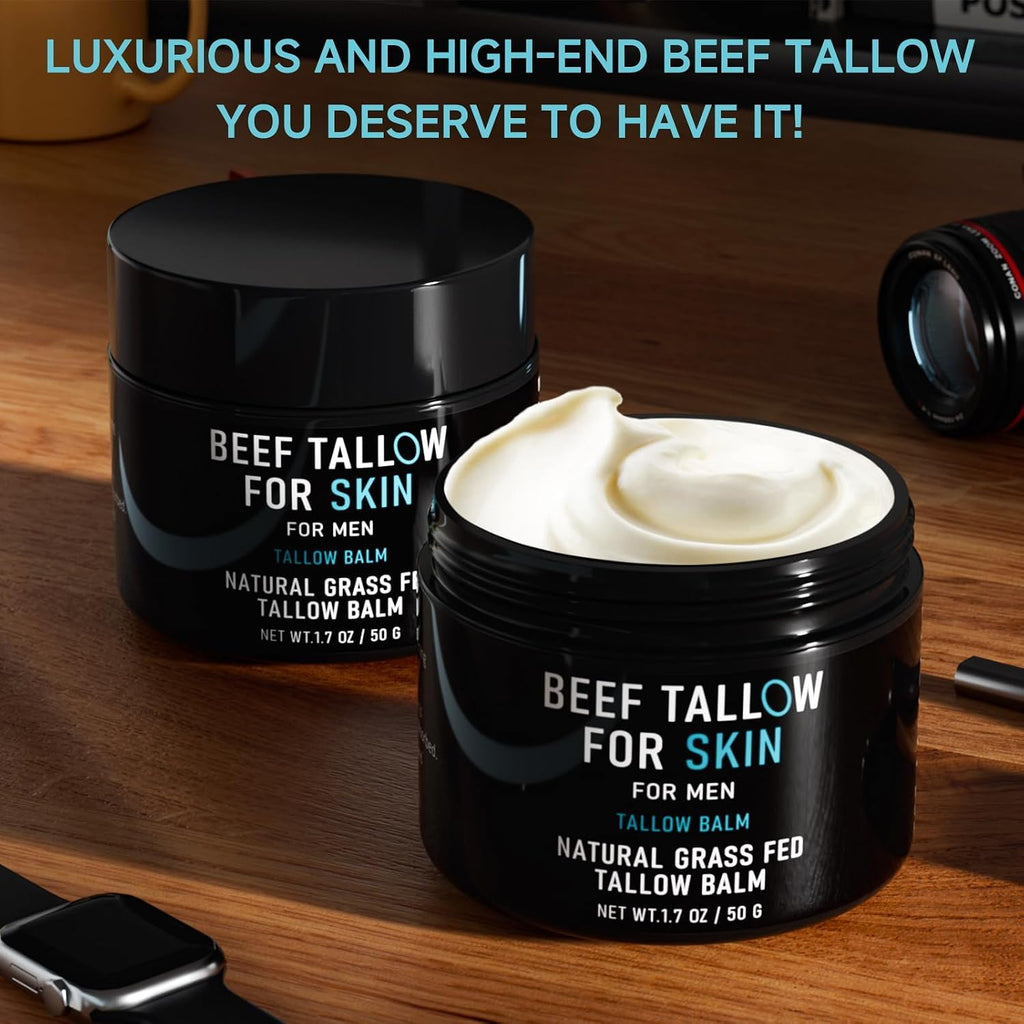 pekinly Beef Tallow for Skin, Beef Tallow Skin Care for Men, Mens Skincare Moisturizer for Face Neck Deeply Nourishing and Moisturizing, Tallow Face Moisturizer for Men