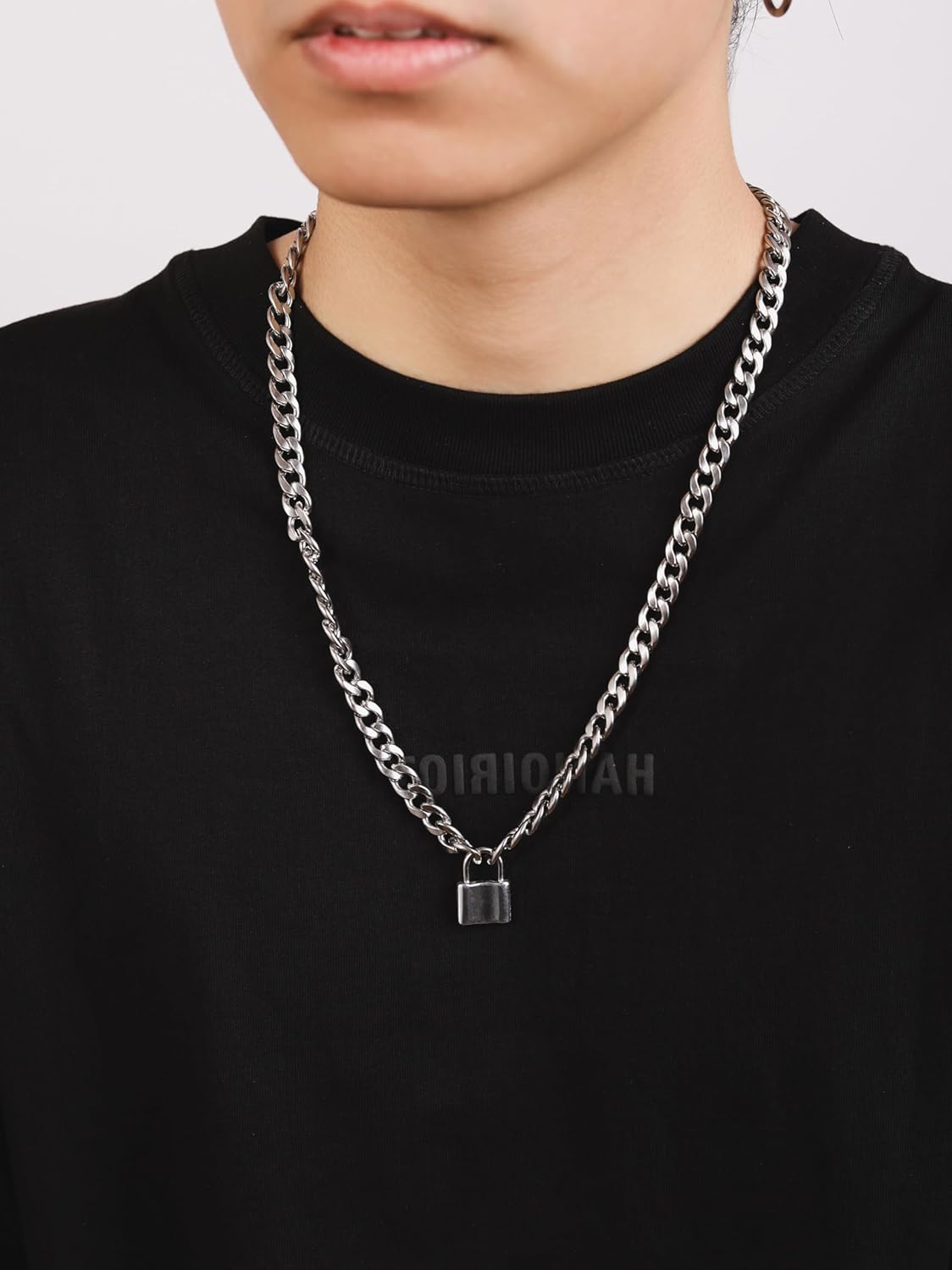 HAQUIL Lock Men Necklace Padlock Necklace Stainless Steel Lock Chain Jewelry for Men Women