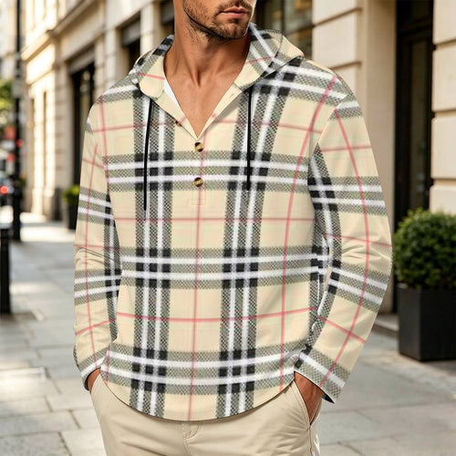 200gsm Men's Button Hooded Sweatshirt(All-Over Printing)