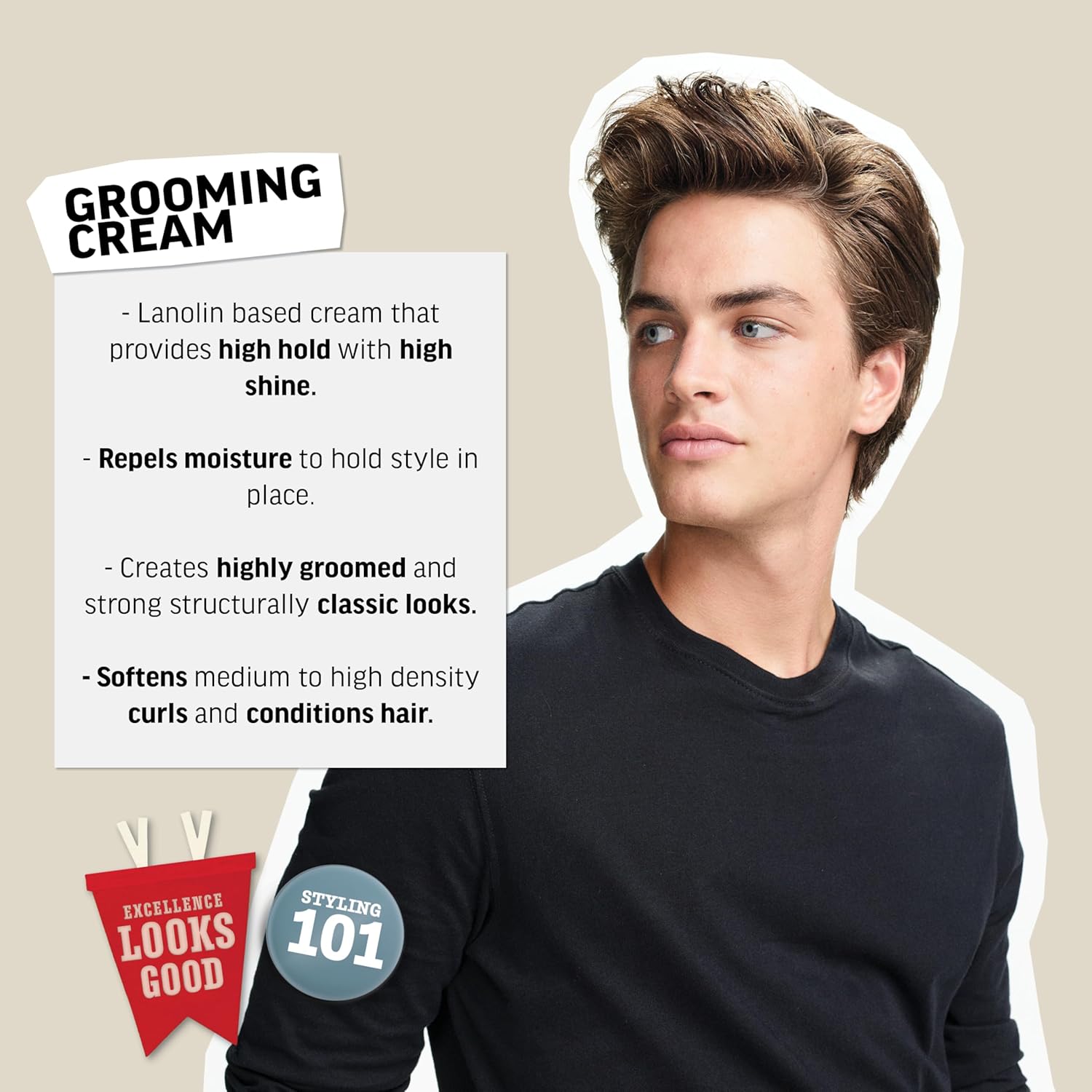 American Crew Men's Grooming Cream, High Hold & High Shine, 3 oz