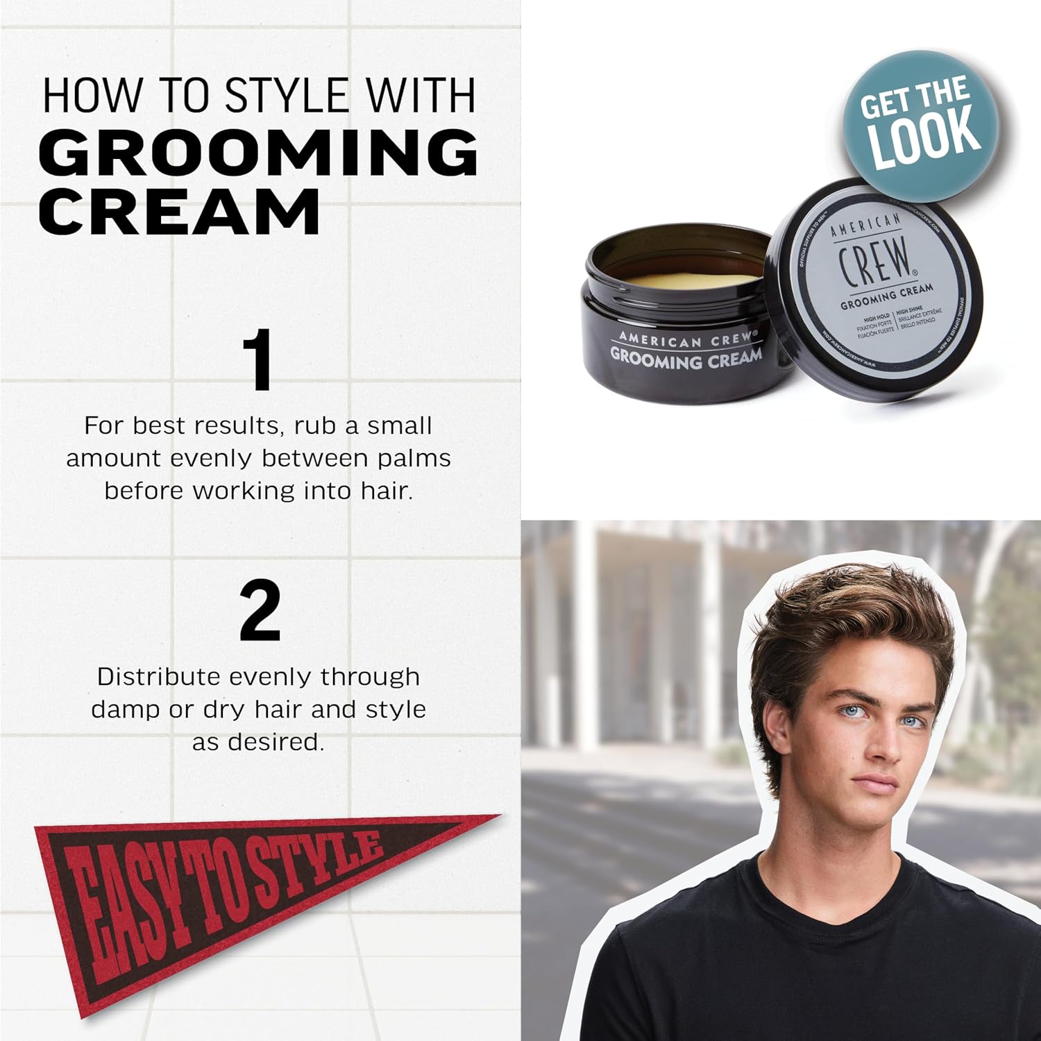 American Crew Men's Grooming Cream, High Hold & High Shine, 3 oz