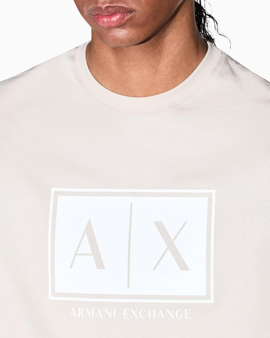 Armani Exchange Men's Box Logo Tee, Island Fossil, Large