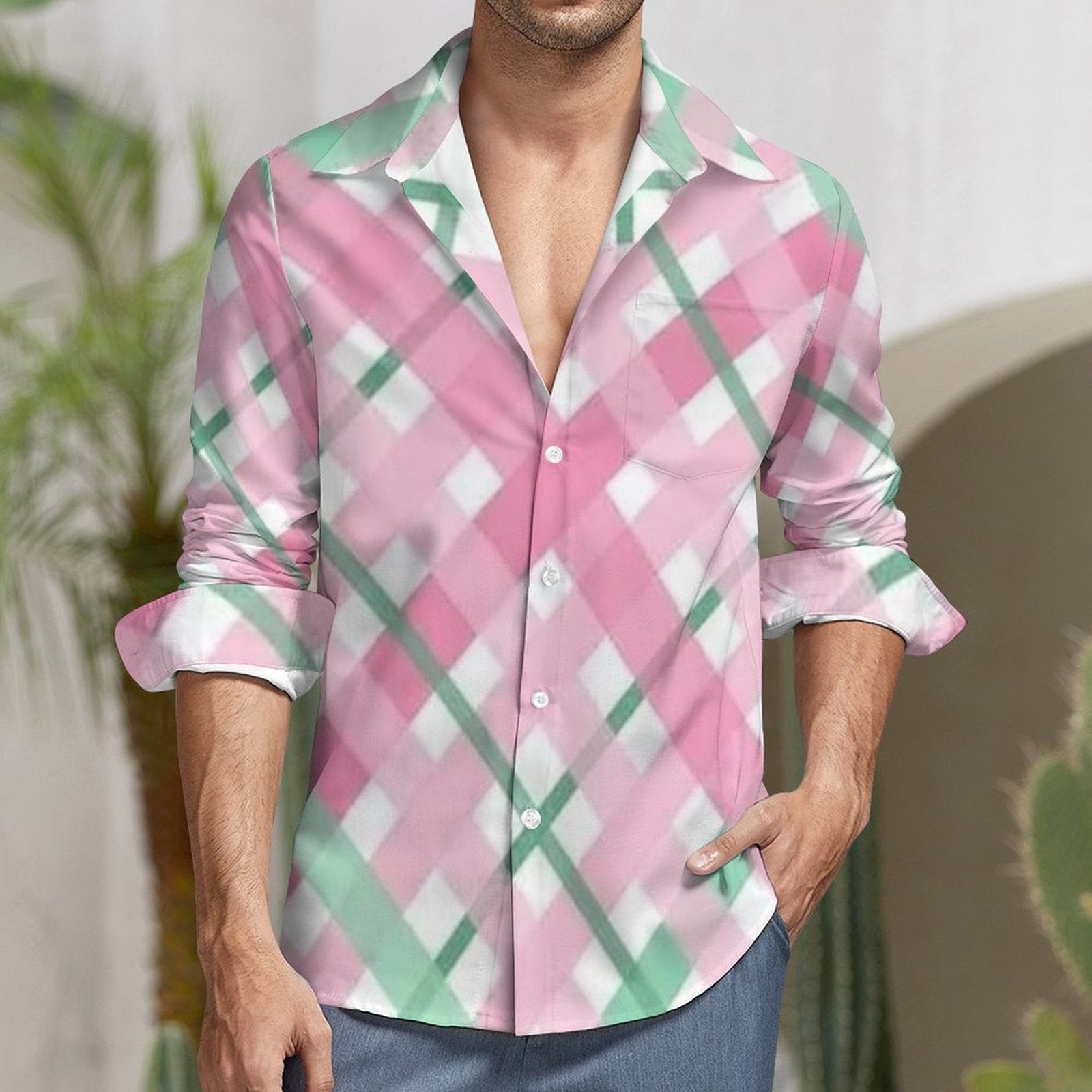 Custom Designed Eco Weave Long Sleeve Casual Shirt LS