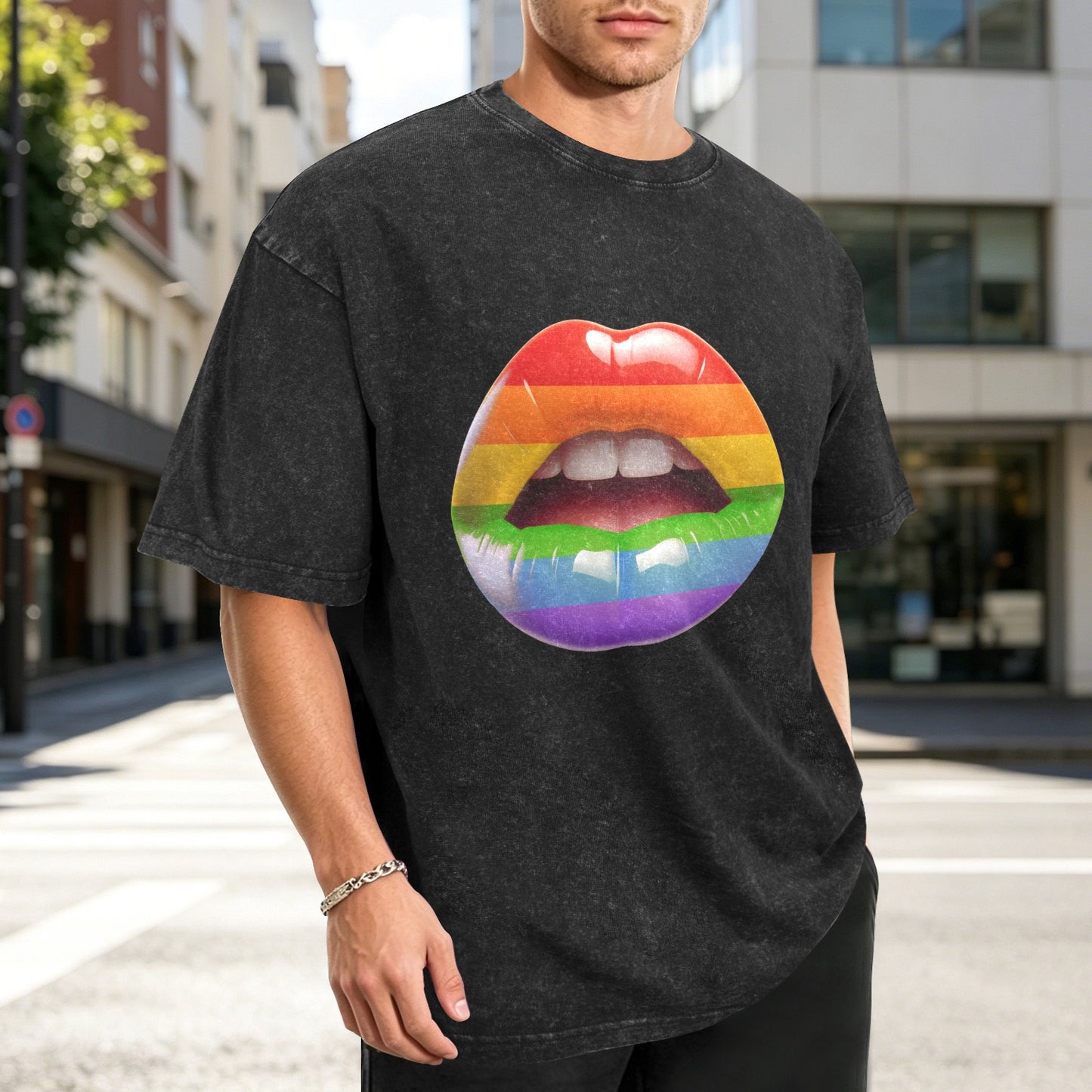 Mens Washed Pride Tee Gay Pride T Shirt Custom Designed by shOUT