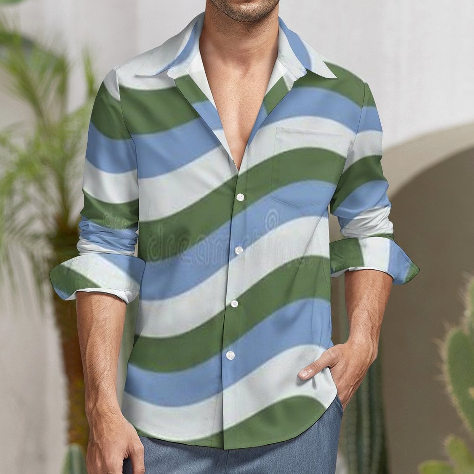 Custom Designed Eco Weave Long Sleeve Casual Shirt LS