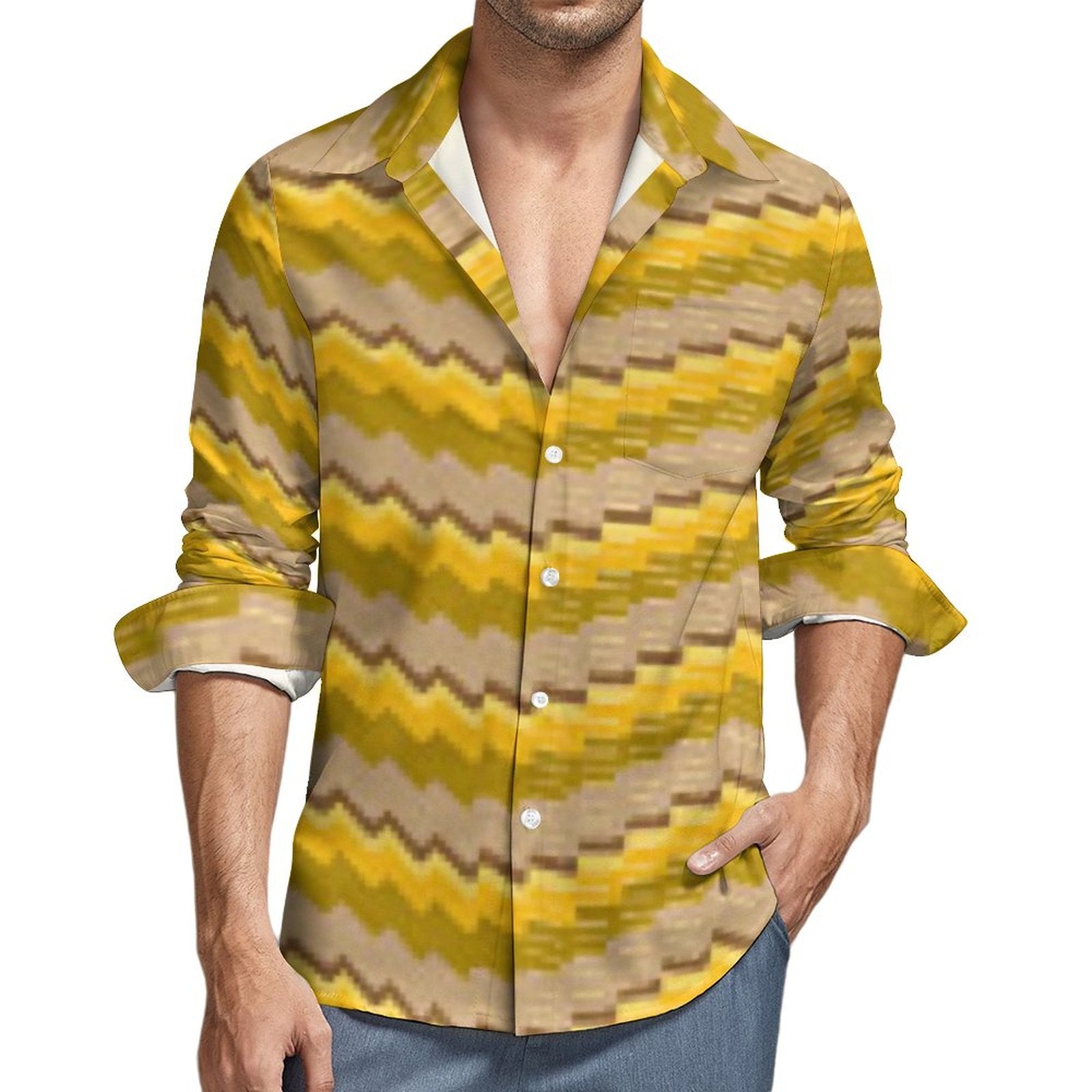135gsm Casual Long-Sleeve Shirt for Men(All-Over Printing)