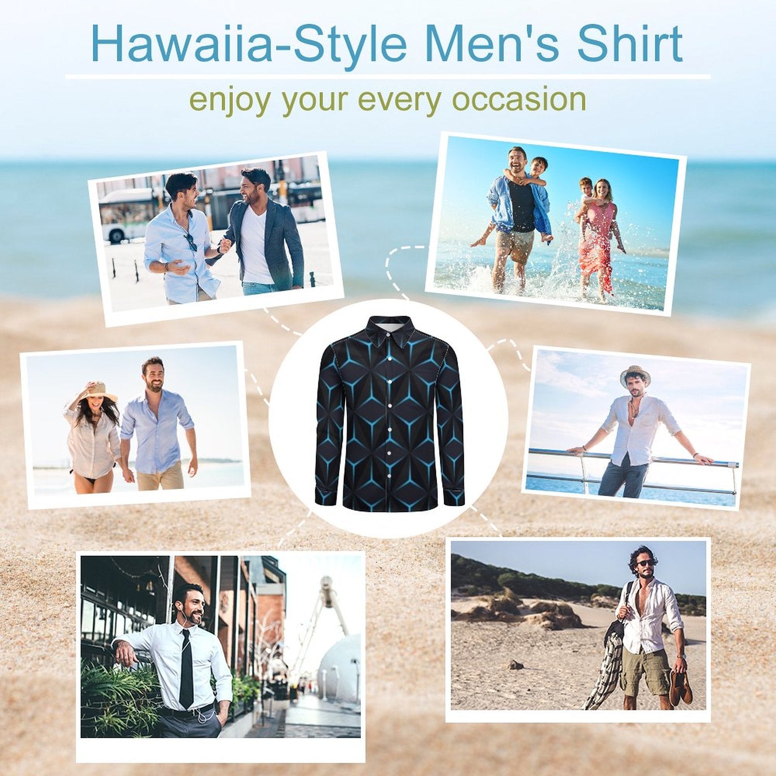 135gsm Casual Long-Sleeve Shirt for Men(All-Over Printing)