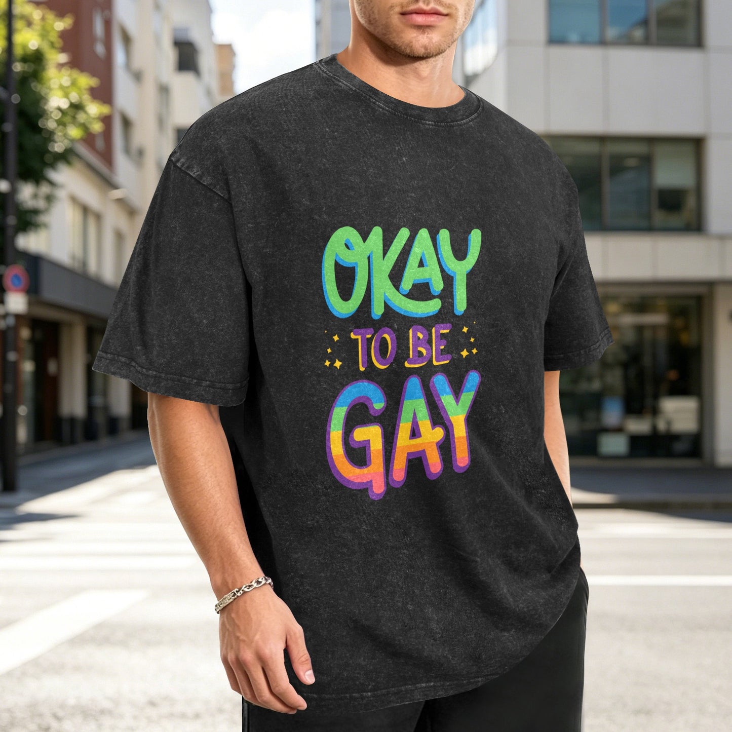 Mens Washed Pride Tee Gay Pride T Shirt Custom Designed by shOUT