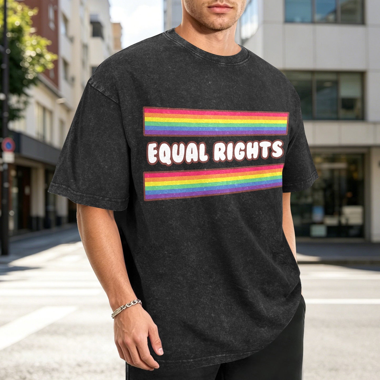 Mens Washed Pride Tee Gay Pride T Shirt Custom Designed by shOUT