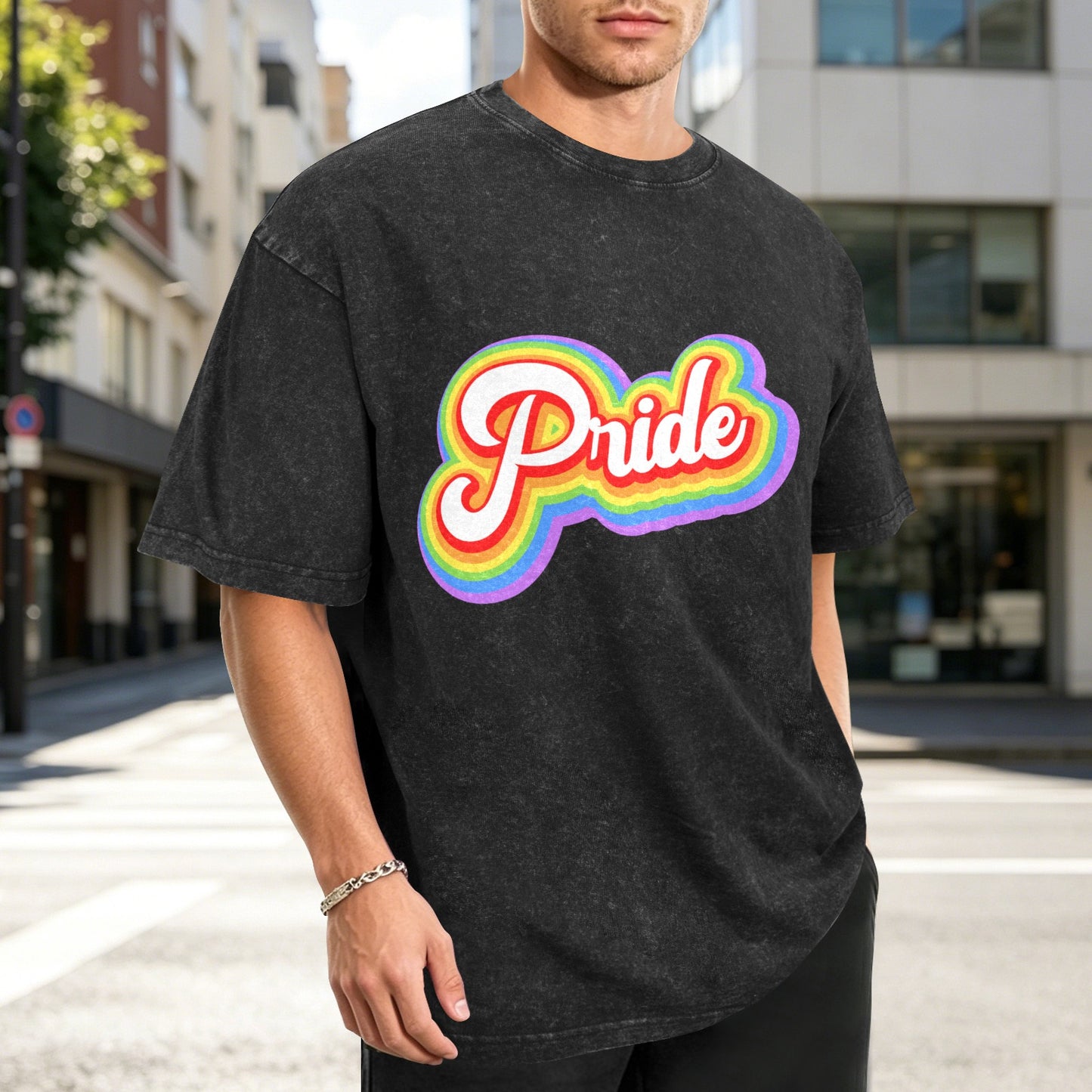 Mens Washed Pride Tee Gay Pride T Shirt Custom Designed by shOUT