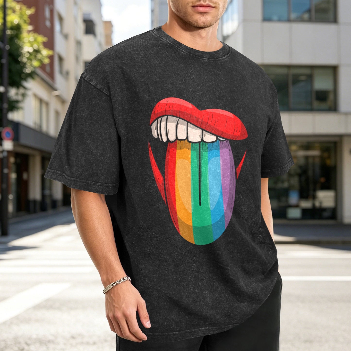 Mens Washed Pride Tee Gay Pride T Shirt Custom Designed by shOUT