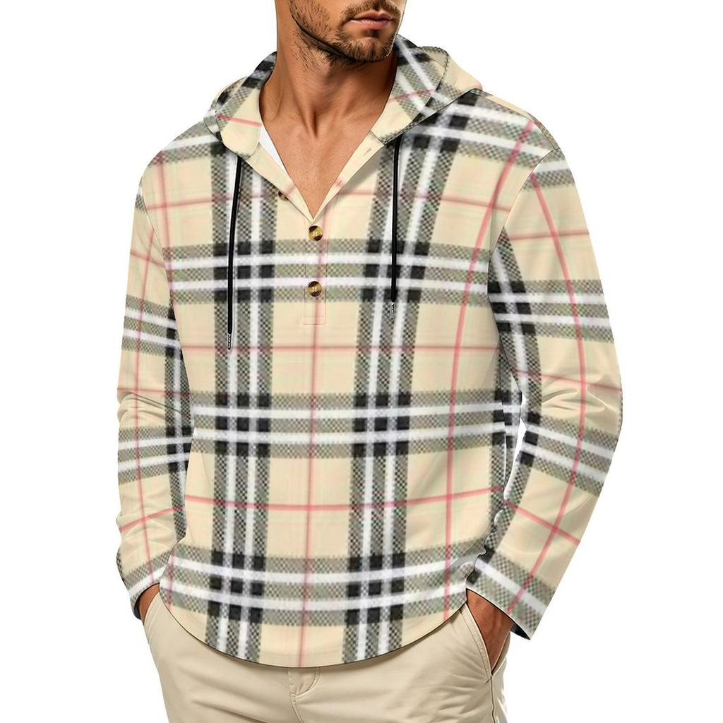 200gsm Men's Button Hooded Sweatshirt(All-Over Printing)