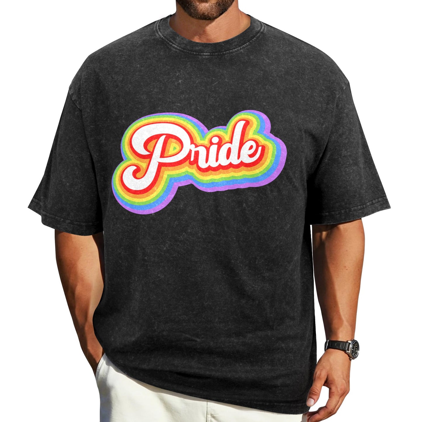 Mens Washed Pride Tee Gay Pride T Shirt Custom Designed by shOUT