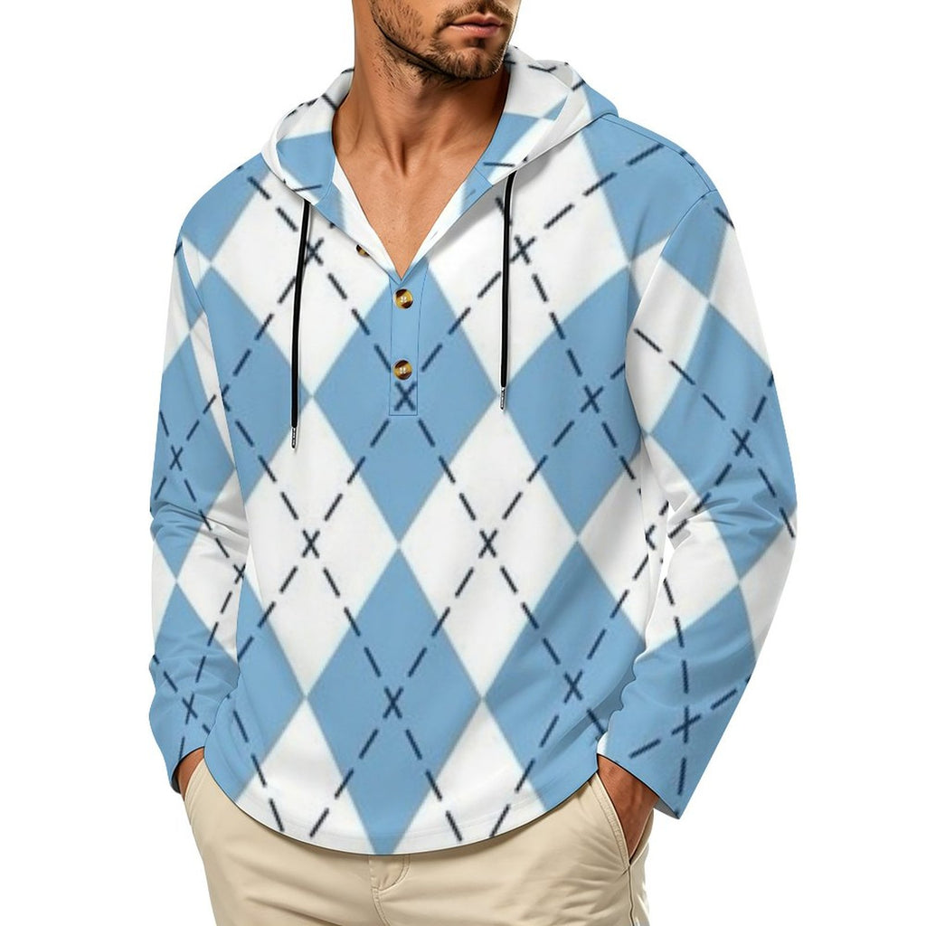 200gsm Men's Button Hooded Sweatshirt(All-Over Printing)