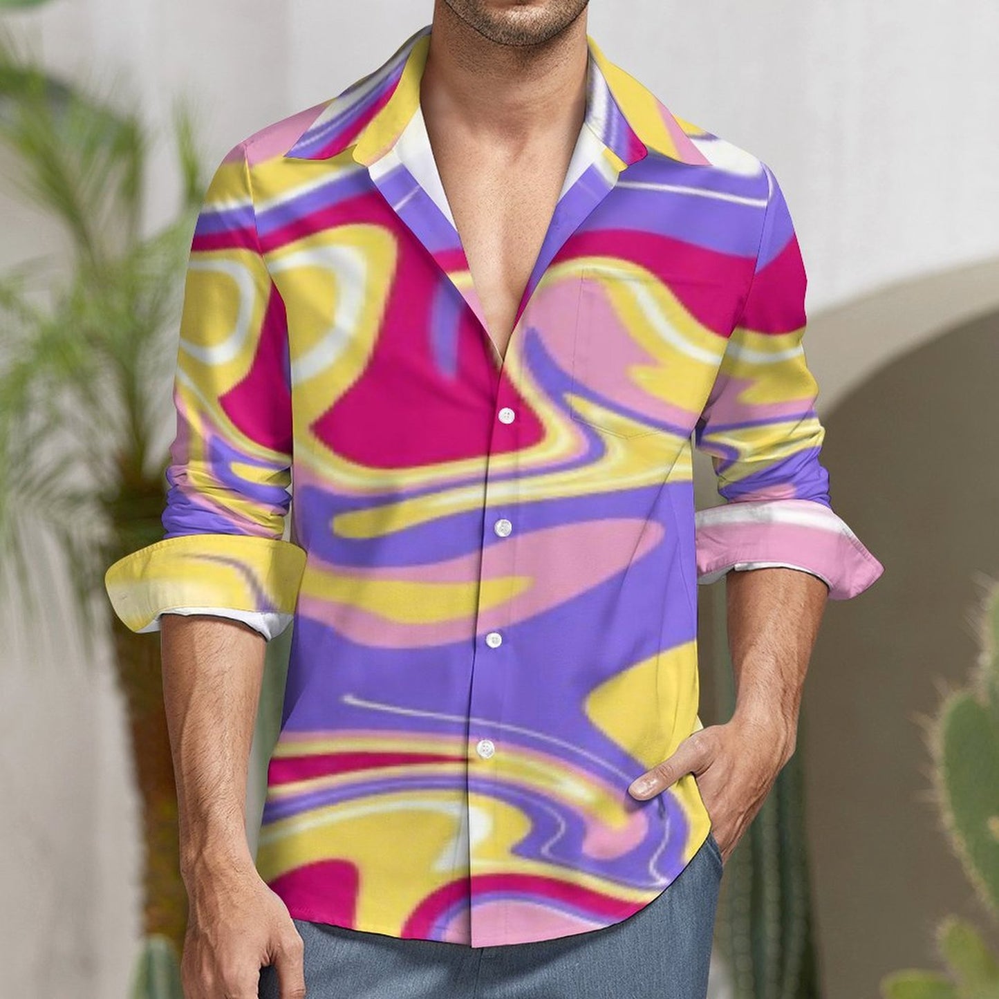 Custom Designed Eco Weave Long Sleeve Casual Shirt LS